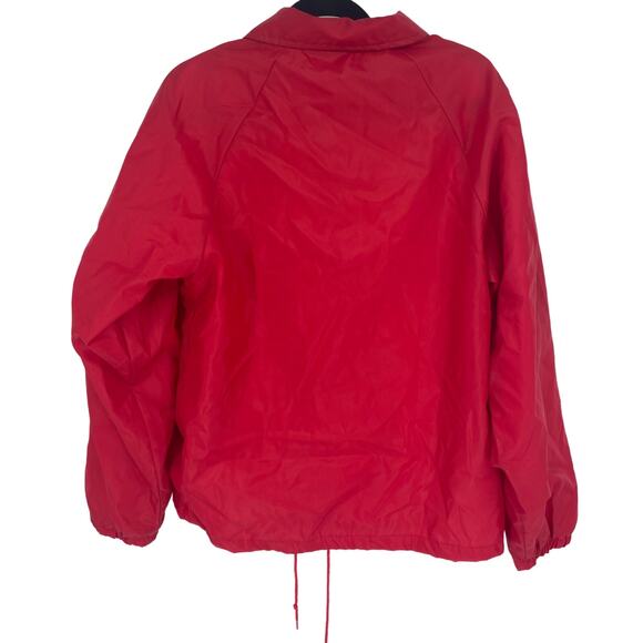 Vintage Athletic Works Coach Jacket M Medium 90s Windbreaker Raglan Red Snap - Picture 3 of 5